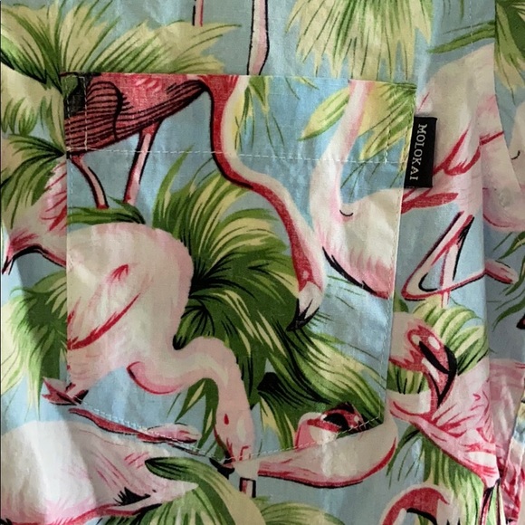 Men’s Flamingo Short Sleeve Button up - Picture 3 of 4